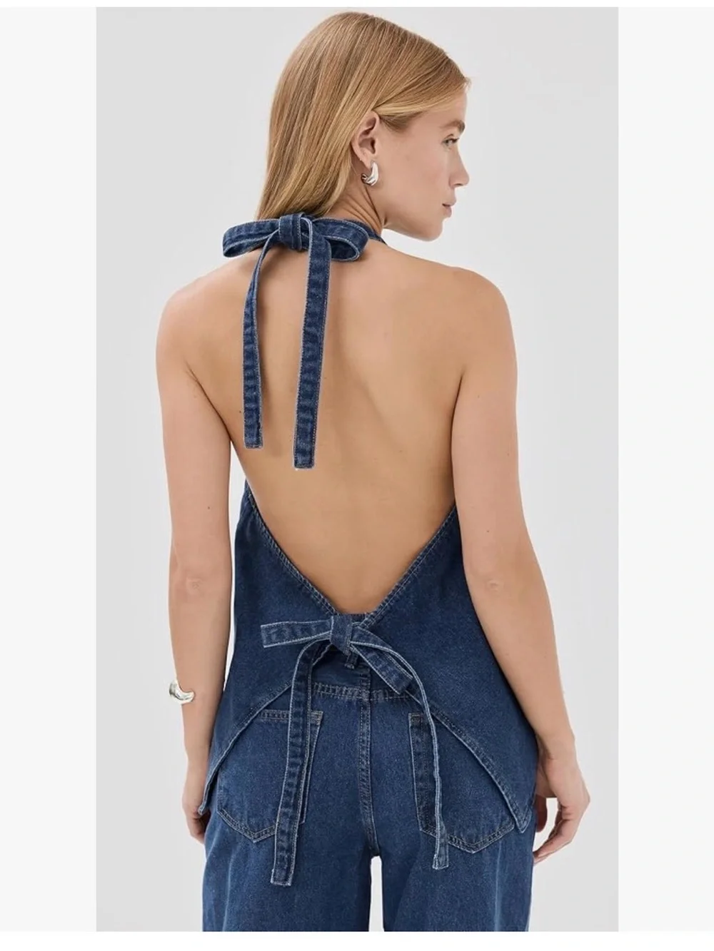 LIONESS MATCHING DENIM SET: HILLS HALTER VEST, TOP MODEL JEAN